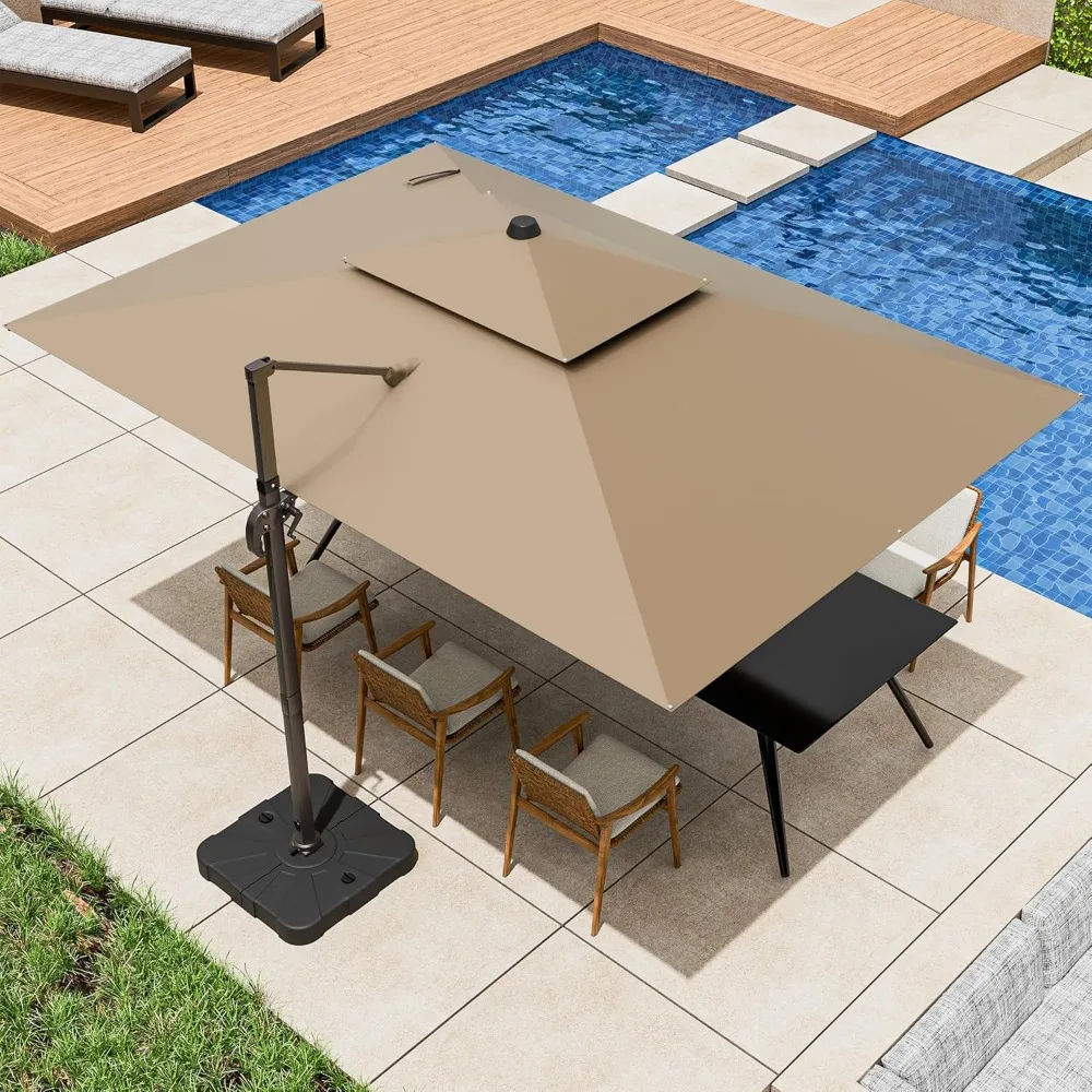 9x12FT Cantilever Patio Umbrella - Heavy Duty Double Layer Offset Design with 360° Rotation, Large Rectangle Sun Shade Umbrella
9x12FT Cantilever Patio Umbrella - Heavy Duty Double Layer Offset Design with 360° Rotation, Large Rectangle Sun Shade Umbrella