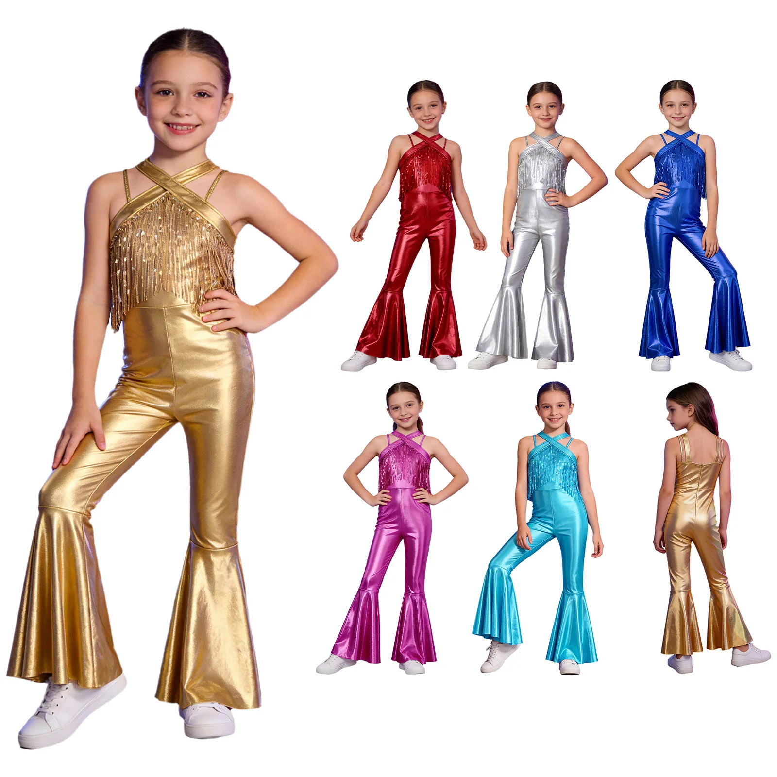 Big Girls Sleeveless Sequins Tassels Jazz Dance Flared Jumpsuit Halloween Carnival Party Retro 70s Disco Hippie Cowgirl Costume
Big Girls Sleeveless Sequins Tassels Jazz Dance Flared Jumpsuit Halloween Carnival Party Retro 70s Disco Hippie Cowgirl Costume