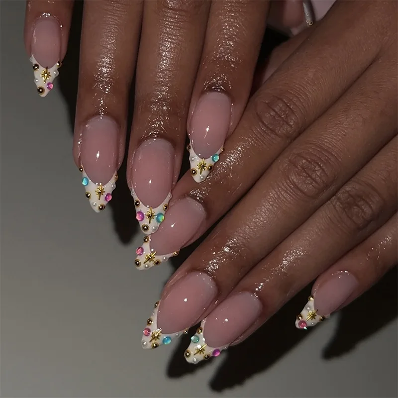 24pcs French Press on Nails Color Sparkling Diamond Decor y2k Style False Nails Wearable Fashion Korean Almond Fake Nail Tips 24
24pcs French Press on Nails Color Sparkling Diamond Decor y2k Style False Nails Wearable Fashion Korean Almond Fake Nail Tips 24