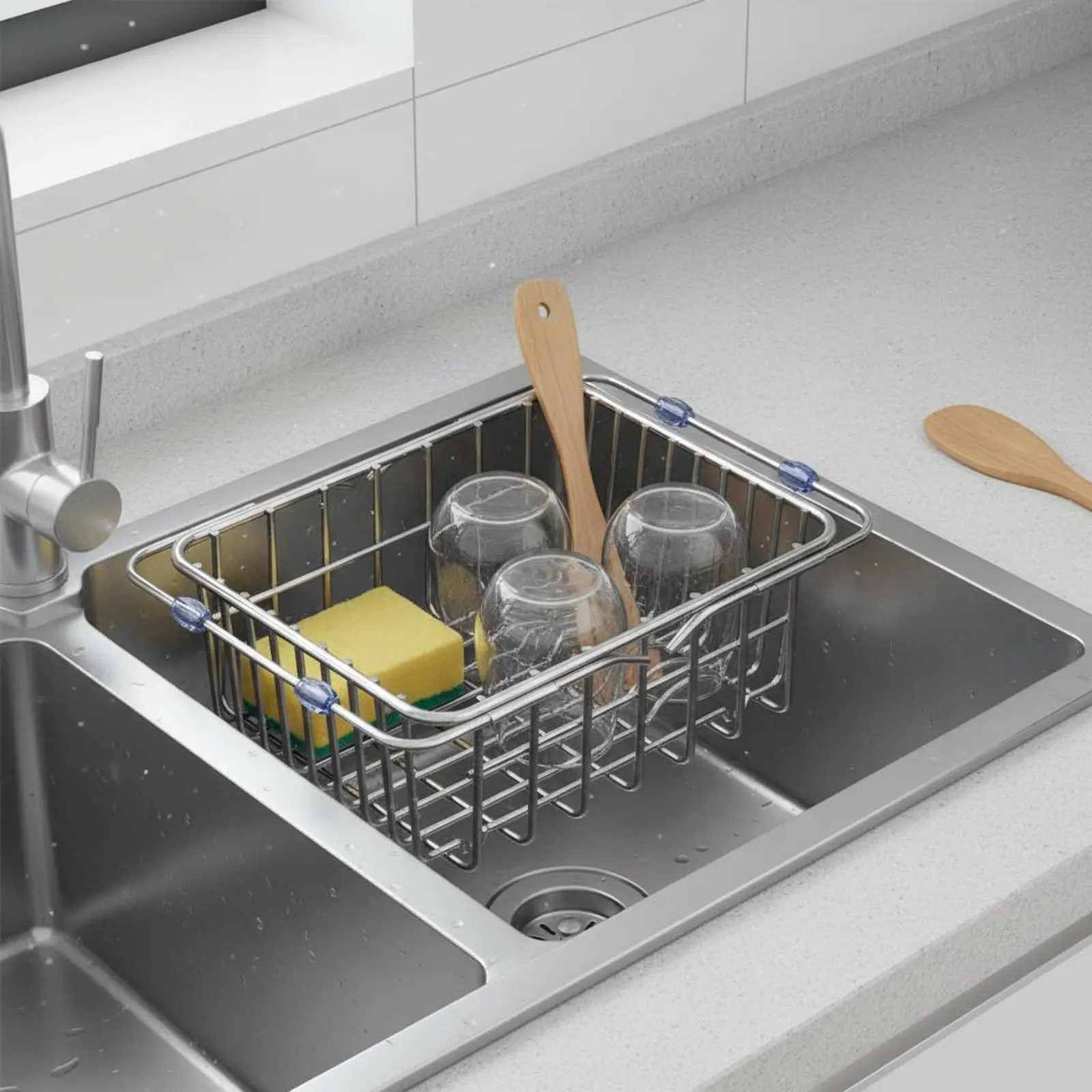 Expandable Sink Drain Rack Space-Saving Stainless Steel Drain Basket Expandable Sink Rack Multi-Purpose for Countertop
Expandable Sink Drain Rack Space-Saving Stainless Steel Drain Basket Expandable Sink Rack Multi-Purpose for Countertop