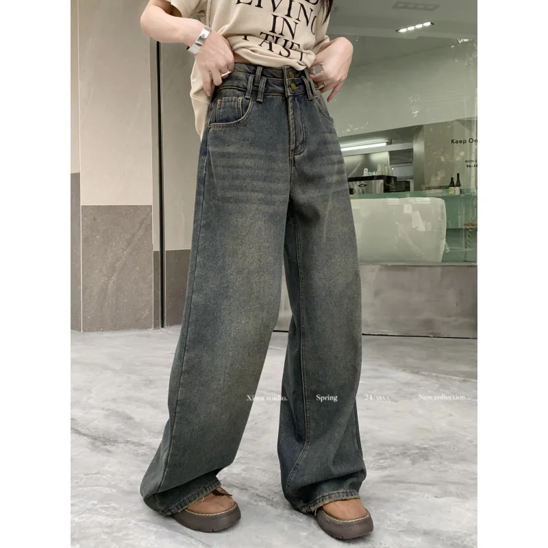 Retro 2024 Blue Women Jeans Vintage Fashion High Waisted Streetwear Wide Leg Jean Female Trouser Hip Hop Y2K Baggy Denim Pants
Retro 2024 Blue Women Jeans Vintage Fashion High Waisted Streetwear Wide Leg Jean Female Trouser Hip Hop Y2K Baggy Denim Pants