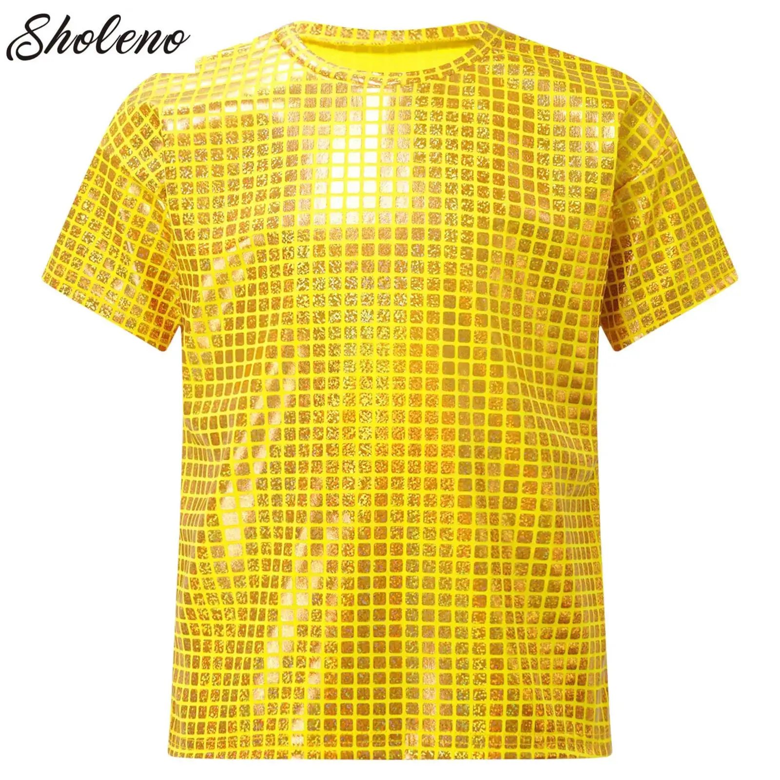 Kids Girls Boys Jazz Hip Hop Dance T-shirt Competition Stage Performance Tops Dancewear Shiny Short Sleeve Round Neck Tee
Kids Girls Boys Jazz Hip Hop Dance T-shirt Competition Stage Performance Tops Dancewear Shiny Short Sleeve Round Neck Tee