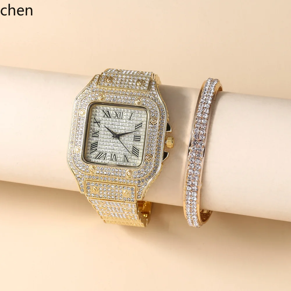 HXL casual trend personalized square large dial full diamond steel belt quartz watch + bracelet
HXL casual trend personalized square large dial full diamond steel belt quartz watch + bracelet