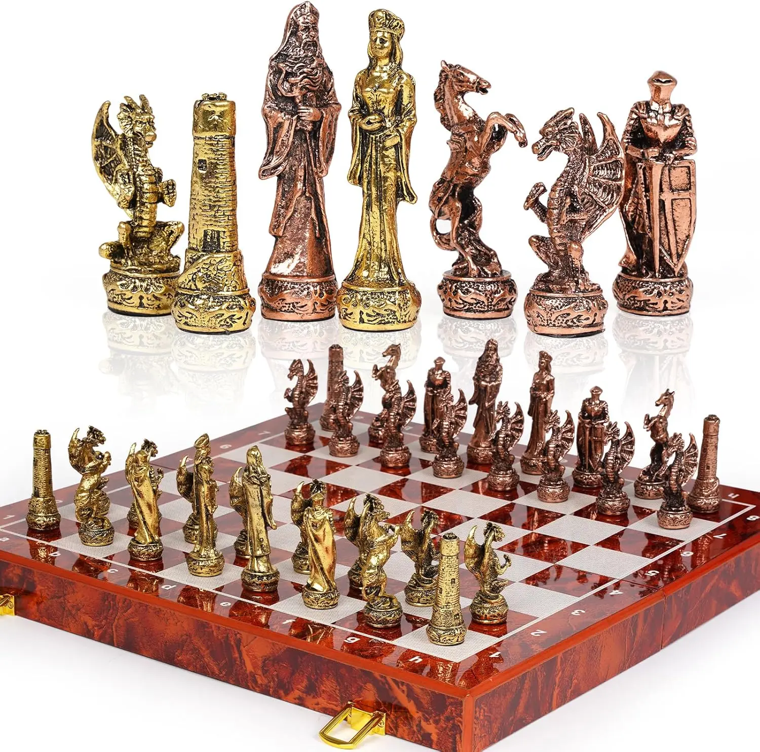 Vintage Metal Chess Set - 15'' Wooden Board with Pieces, Travel Game for Adults & Kids
Vintage Metal Chess Set - 15'' Wooden Board with Pieces, Travel Game for Adults & Kids