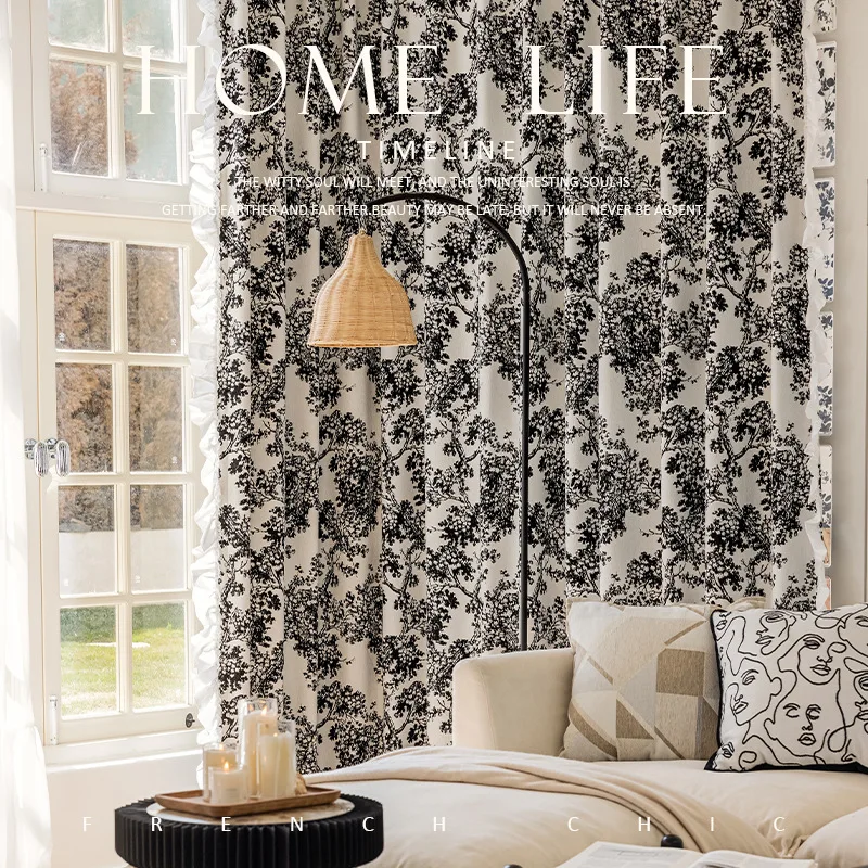 Retro Romantic Black and White French Lace Curtain Bayberry Tree Chenille Jacquard High Blackout Curtain for Bedroom Living Room
Retro Romantic Black and White French Lace Curtain Bayberry Tree Chenille Jacquard High Blackout Curtain for Bedroom Living Room