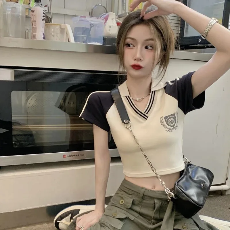 Summer Outfit Polo Neck T Shirt for Women 100℅ Cotton Woman Tshirt Women's Short Sleeve T-shirt Fashion 2025 Clothing Trend Y2k
Summer Outfit Polo Neck T Shirt for Women 100℅ Cotton Woman Tshirt Women's Short Sleeve T-shirt Fashion 2025 Clothing Trend Y2k