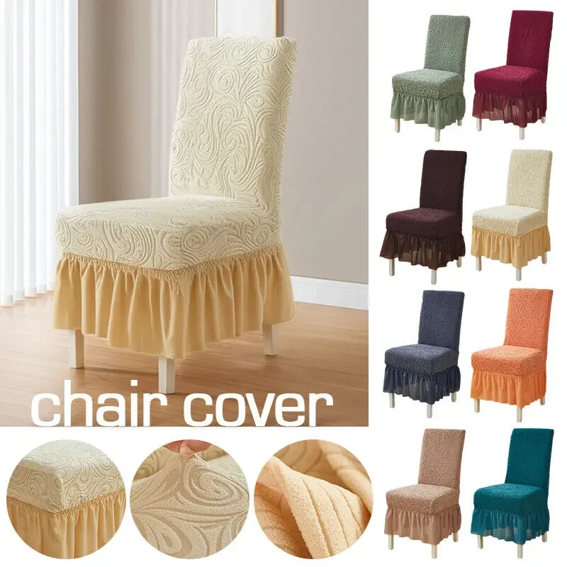 1Pc Jacquard Velvet Stretch Chair Cover with Skirt for Hotel Living Room Home Dining Anti-Slip Kitchen Chair Cover Home Decor
1Pc Jacquard Velvet Stretch Chair Cover with Skirt for Hotel Living Room Home Dining Anti-Slip Kitchen Chair Cover Home Decor
