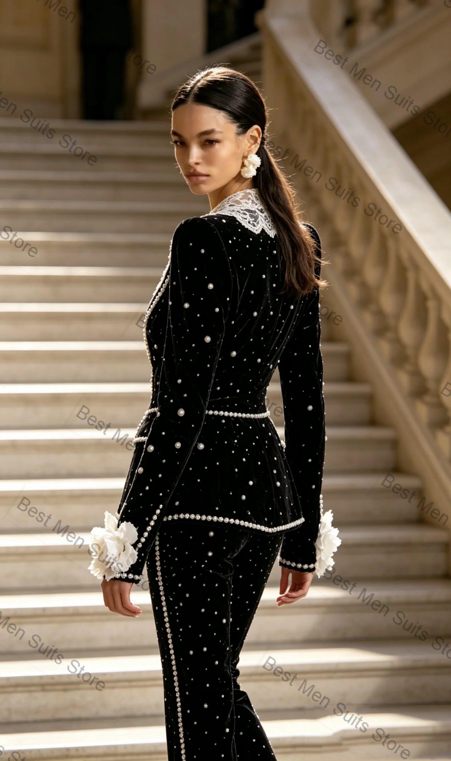 Pearls Women Suit Set 2 Pcs Blazer Pants Trousers Lace Cotton Formal Office Lady Jacket Customized Wedding Prom Guest Coat
Pearls Women Suit Set 2 Pcs Blazer Pants Trousers Lace Cotton Formal Office Lady Jacket Customized Wedding Prom Guest Coat