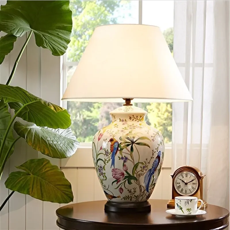 Coral Flower and Bird Ceramic Table Lamp Hand-Painted Ceramic Table Lamp Crack Glaze Living Room Table Lamp
Coral Flower and Bird Ceramic Table Lamp Hand-Painted Ceramic Table Lamp Crack Glaze Living Room Table Lamp