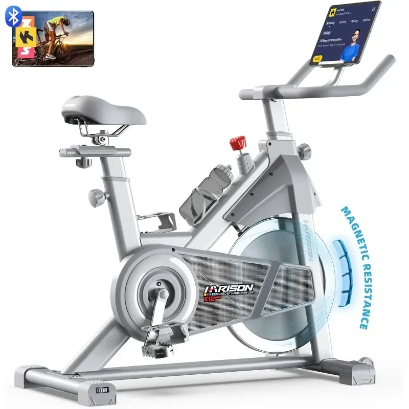 Magnetic Exercise Bike with Bluetooth, Stationary Bikes for Home with Tablet Holder & Comfortable Seat Cushion, 350lbs Capacity
Magnetic Exercise Bike with Bluetooth, Stationary Bikes for Home with Tablet Holder & Comfortable Seat Cushion, 350lbs Capacity