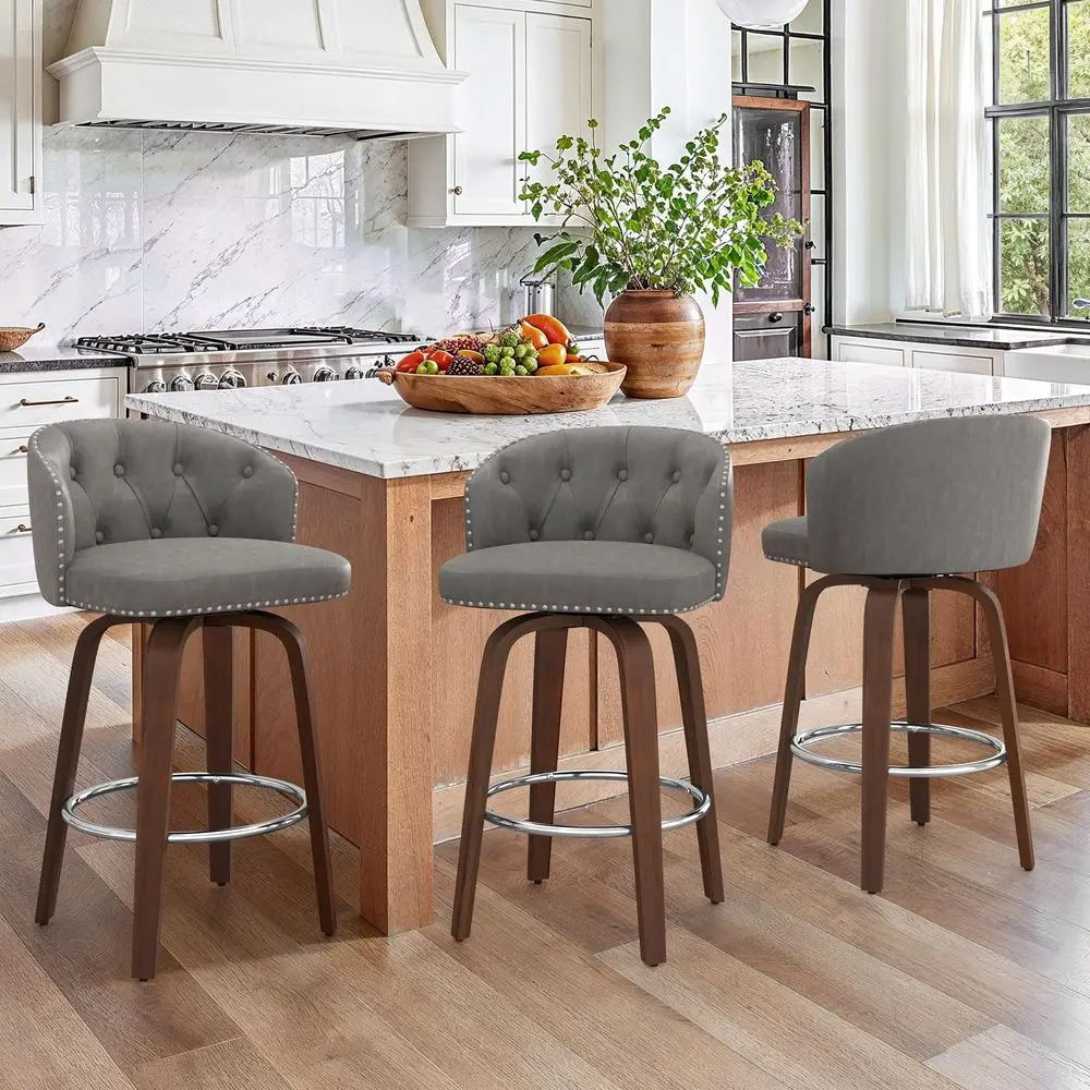 Swivel Bar Stools Set of 3, 26 Counter Height PU Leather Bar Stool with Walnut Wooden Legs amp Back, holstered Barstool Islan
Swivel Bar Stools Set of 3, 26 Counter Height PU Leather Bar Stool with Walnut Wooden Legs amp Back, holstered Barstool Islan