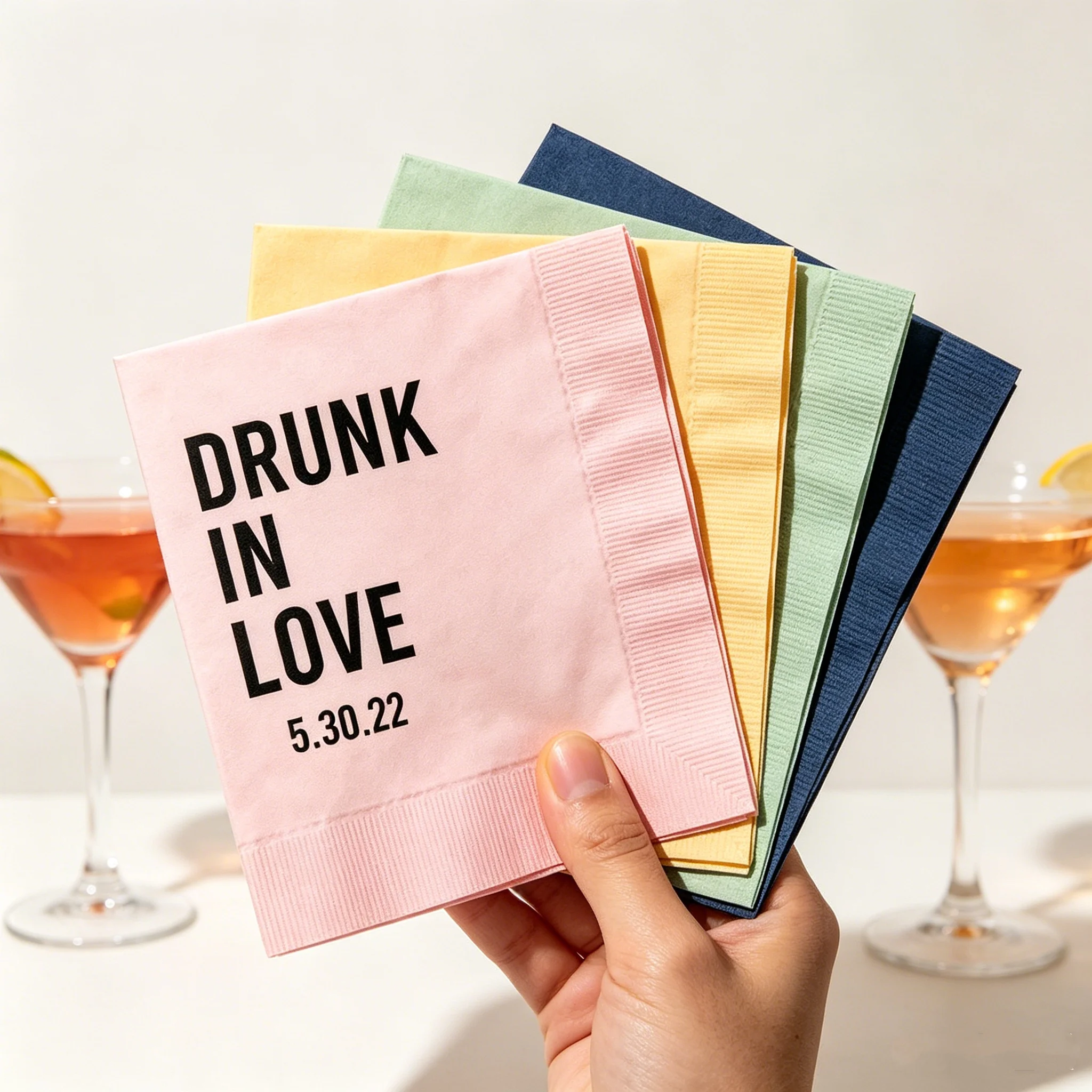 50pcs Custom "Drunk in Love" Wedding Cocktail Napkins, Personalized Date Printed Beverage Napkins for Bachelorette Party, Bridal
50pcs Custom "Drunk in Love" Wedding Cocktail Napkins, Personalized Date Printed Beverage Napkins for Bachelorette Party, Bridal