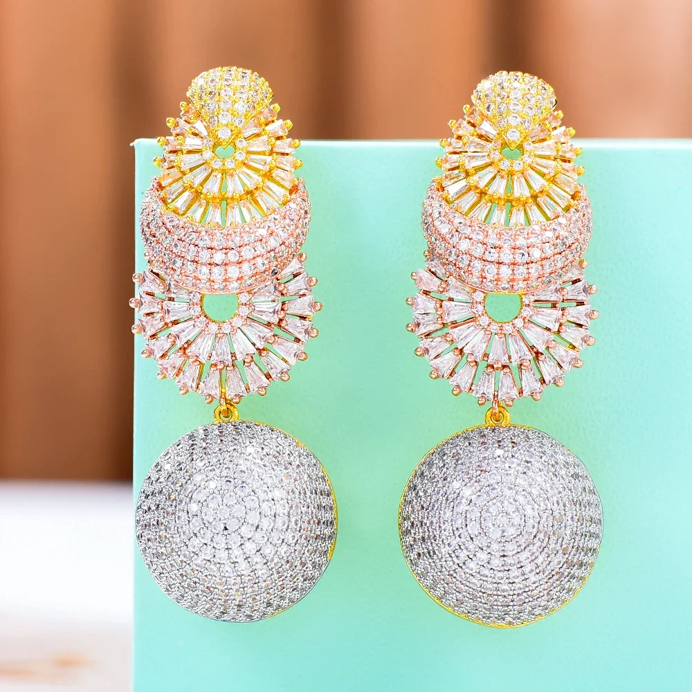 Jimbora New Luxury CLAWS Trendy Ball Earrings Cubic Zircon Indian Gold Earrings for women Wedding Engagement Party JEWELRY GIFT
Jimbora New Luxury CLAWS Trendy Ball Earrings Cubic Zircon Indian Gold Earrings for women Wedding Engagement Party JEWELRY GIFT