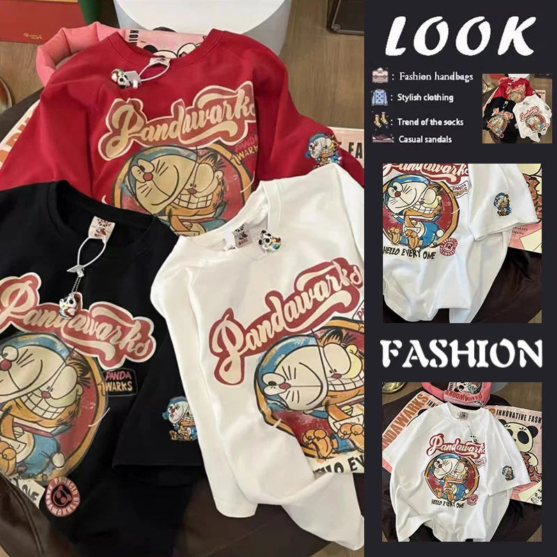 Panda Paper Bag Pure Cotton Women's Loose T-shirt Trendy One-Line Buckle Short Sleeve round Neck Casual Fashion Summer Top
Panda Paper Bag Pure Cotton Women's Loose T-shirt Trendy One-Line Buckle Short Sleeve round Neck Casual Fashion Summer Top
