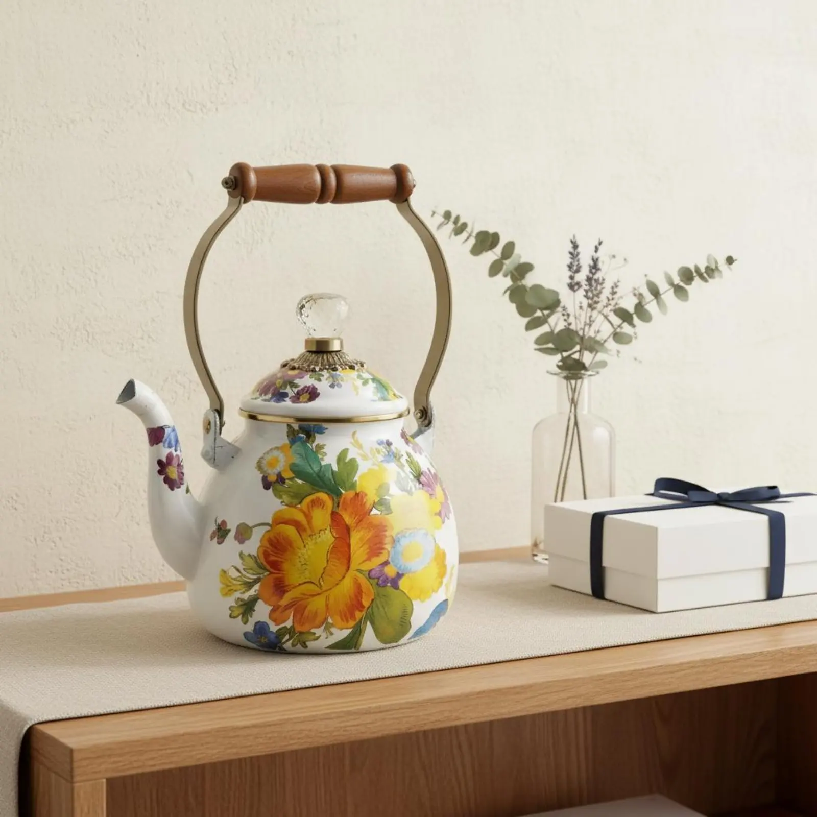 2.5 L Stovetop Tea Kettle Crystal Knob Lid Enamelware Water Boiler Floral Enamel Tea Kettle Safe Material for Kitchen
2.5 L Stovetop Tea Kettle Crystal Knob Lid Enamelware Water Boiler Floral Enamel Tea Kettle Safe Material for Kitchen