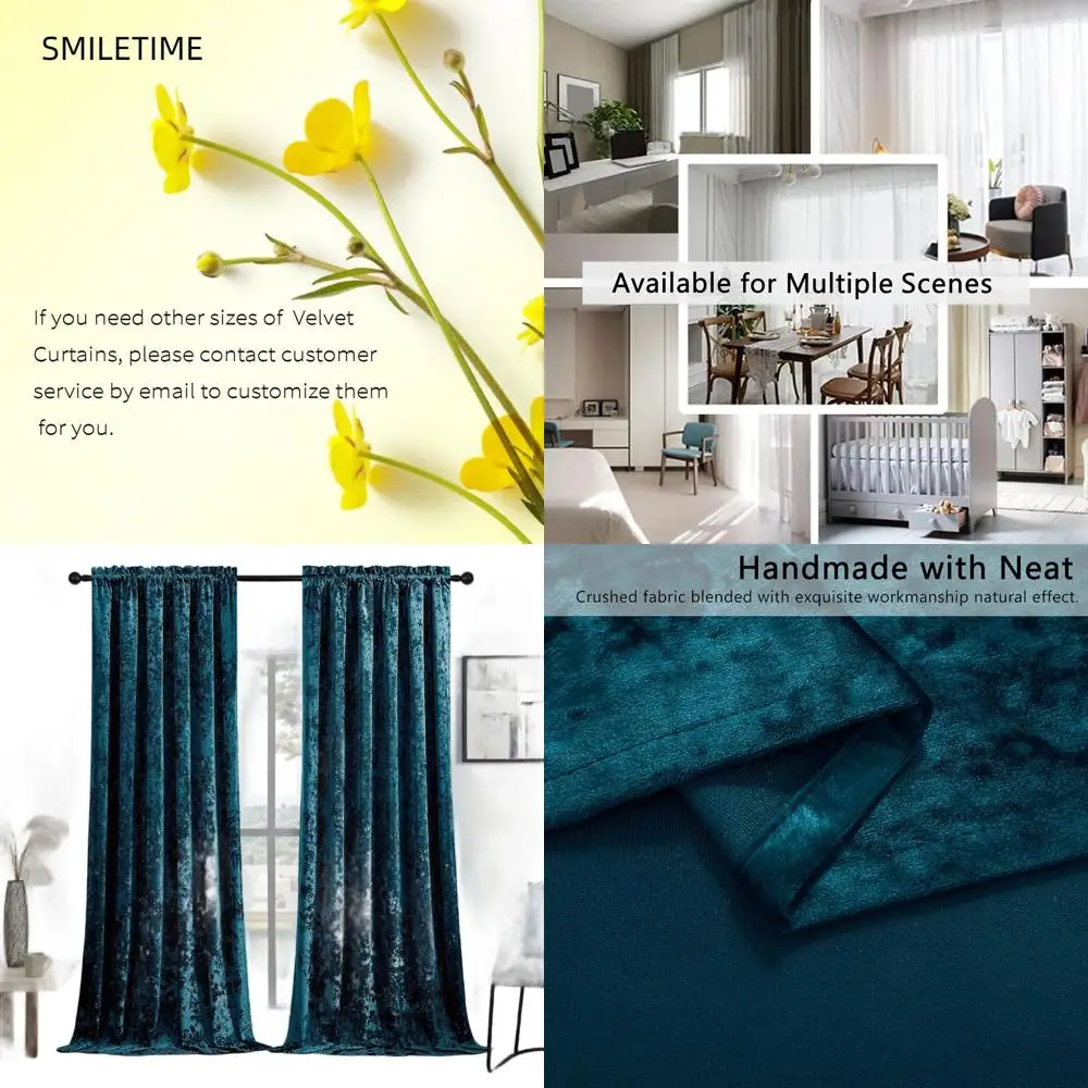Luxurious 52x84 Inch Blue Crushed Velvet Insulated Soundproof Curtains for Living Spaces, 2-Panel Set
Luxurious 52x84 Inch Blue Crushed Velvet Insulated Soundproof Curtains for Living Spaces, 2-Panel Set