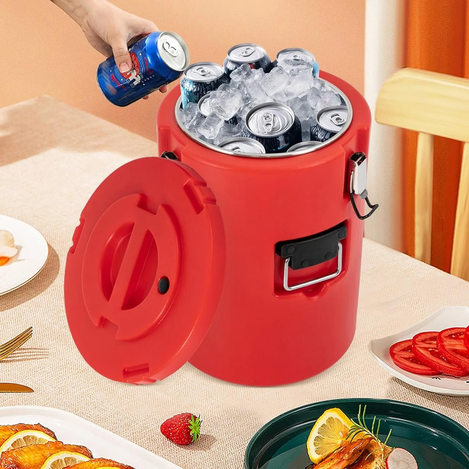 201 Stainless Steel Insulated Soup Container Commercial Food Warmer for Hot or Cold Food, 20L Hot Box for Catering, Food Cooler with Lid, Handles, Soup Carrier for Restaurant, Canteen, Home
201 Stainless Steel Insulated Soup Container Commercial Food Warmer for Hot or Cold Food, 20L Hot Box for Catering, Food Cooler with Lid, Handles, Soup Carrier for Restaurant, Canteen, Home
