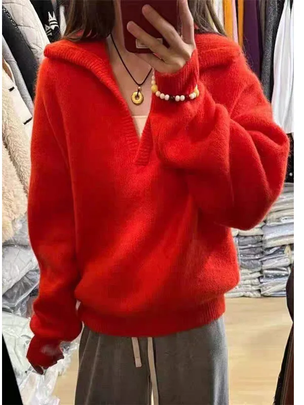 Корейский красный вязаный свитер женский, удлиненный, мягкий, уютный, с откидным воротником, весенний, модный, маленький размер, комфортный топ
Корейский красный вязаный свитер женский, удлиненный, мягкий, уютный, с откидным воротником, весенний, модный, маленький размер, комфортный топ
