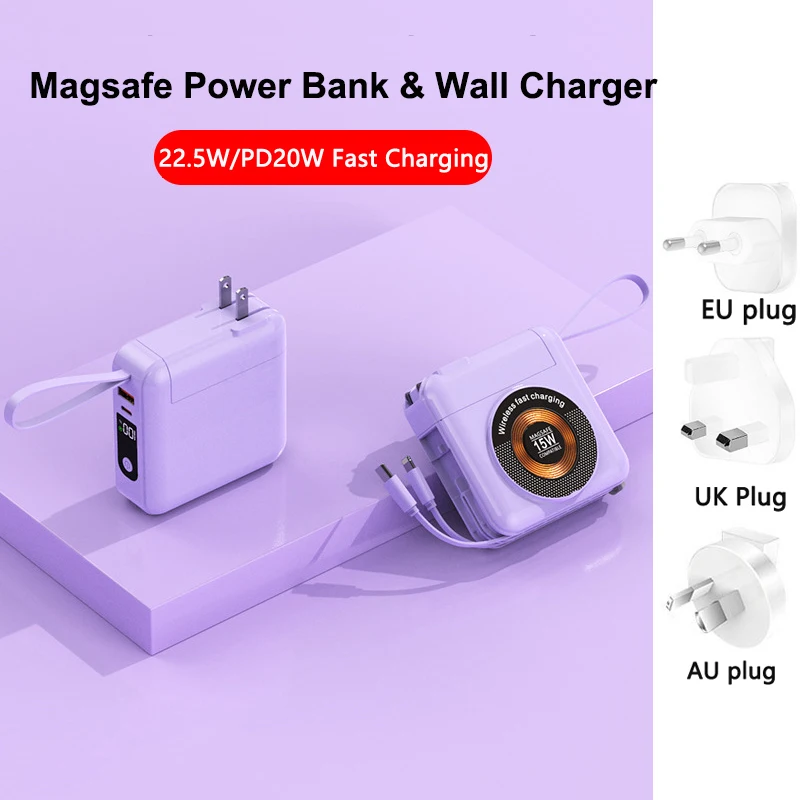 20000mAh Magnetic Wireless Power Bank with AC Plug 22.5W Fast Charging for iPhone 16 Huawei Xiaomi Travel Wall Charger Powerbank
20000mAh Magnetic Wireless Power Bank with AC Plug 22.5W Fast Charging for iPhone 16 Huawei Xiaomi Travel Wall Charger Powerbank
