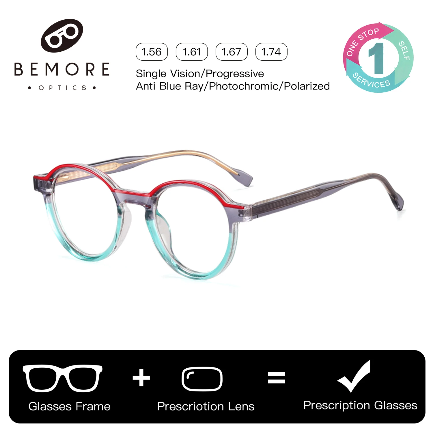 BEMORE Round Acetate Prescription Glasses Women Retro Photochromic Anti Blue Light Optical Multifocal Eyeglasses
BEMORE Round Acetate Prescription Glasses Women Retro Photochromic Anti Blue Light Optical Multifocal Eyeglasses