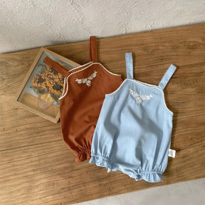 ZOETOPKID New Baby Girl Sleeveless Sling Bodysuit Infant Girls Flower Embroidery Thin Jumpsuit Cotton Newborn Clothes 0-24M
ZOETOPKID New Baby Girl Sleeveless Sling Bodysuit Infant Girls Flower Embroidery Thin Jumpsuit Cotton Newborn Clothes 0-24M