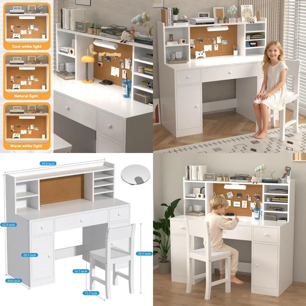Детский учебный стол и стул белого цвета, 48 x 20, с подсветкой, ящиками и шкафчиками для хранения
Детский учебный стол и стул белого цвета, 48 x 20, с подсветкой, ящиками и шкафчиками для хранения
