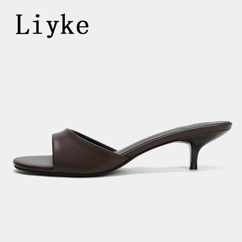 Liyke Summer Low Thin Heels Slippers For Women Retro Brown Leather Square Toe Designer Slides Shoes Party Dress Mules Sandals
Liyke Summer Low Thin Heels Slippers For Women Retro Brown Leather Square Toe Designer Slides Shoes Party Dress Mules Sandals