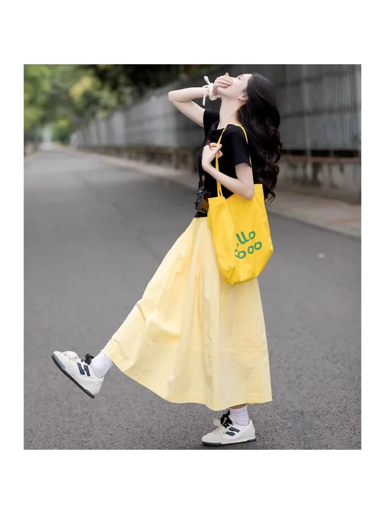 Yellow Korean Style A-Line Midi Skirt for plus Size Women Spring Summer Commute Elastic Waist High Waist Casual Style
Yellow Korean Style A-Line Midi Skirt for plus Size Women Spring Summer Commute Elastic Waist High Waist Casual Style