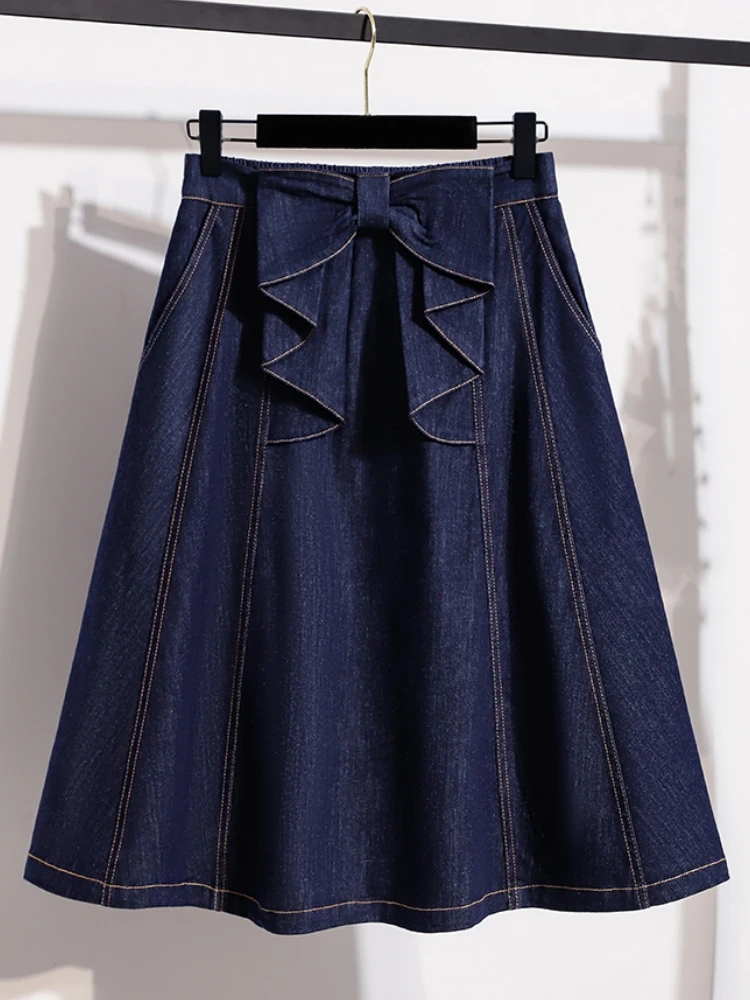 Denim Midi Skirts Women Plus Size Spring Summer Korean Bowknot Design High-Waisted A-Line Ladies Ruffle Jean Skirt Oversized 3XL
Denim Midi Skirts Women Plus Size Spring Summer Korean Bowknot Design High-Waisted A-Line Ladies Ruffle Jean Skirt Oversized 3XL