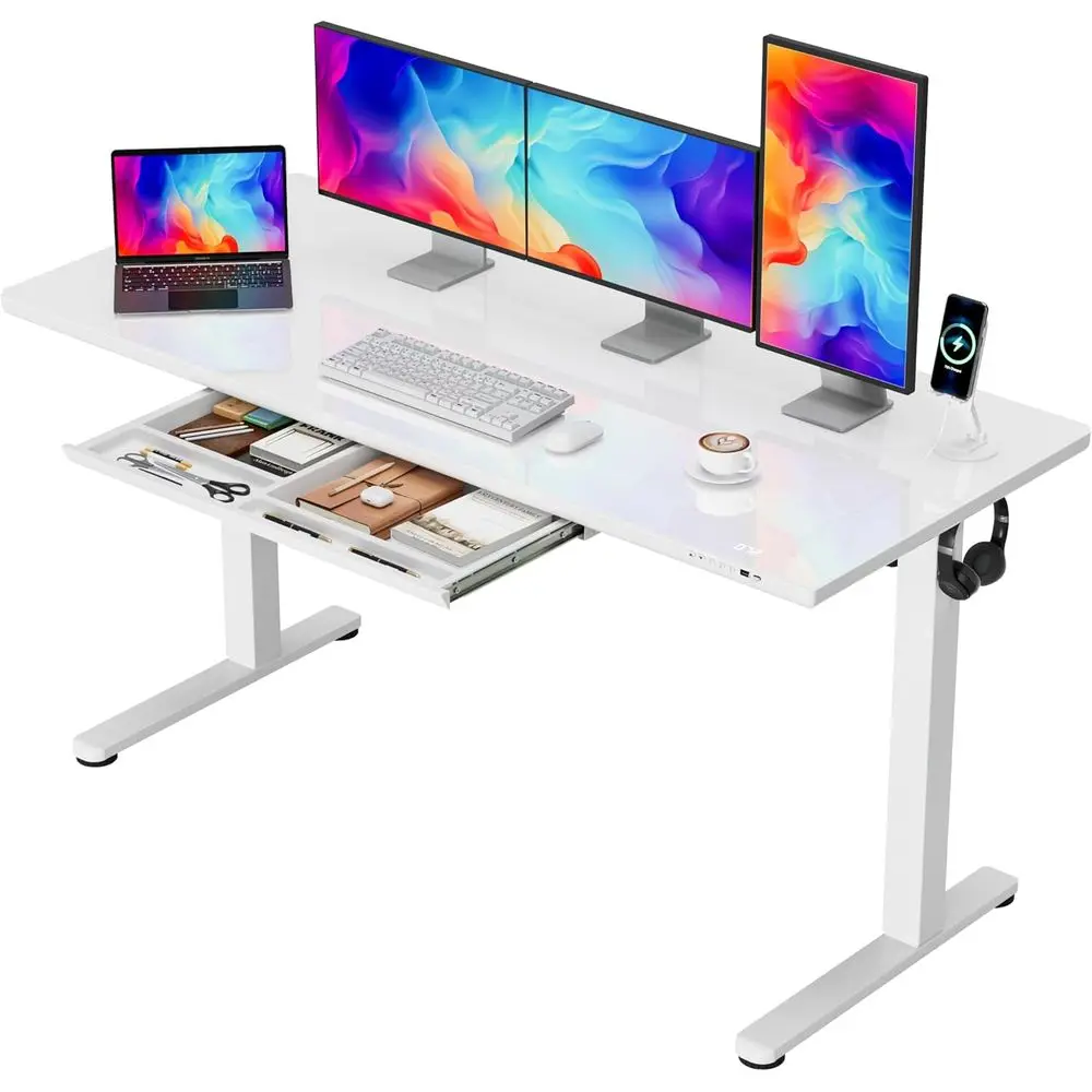 Electric Adjustable Standing Desk, Ergonomic Home Office Desk with One-Piece Surface and USB Charging
Electric Adjustable Standing Desk, Ergonomic Home Office Desk with One-Piece Surface and USB Charging