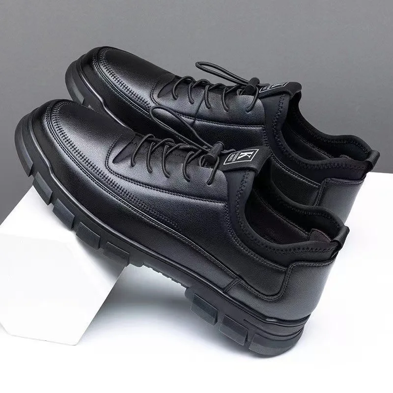 Classic Men's Black Leather Shoes PU Platform Lace Up Casual Shoes Business Formal Light Non-slip Shoes for Men Zapatos Casuales
Classic Men's Black Leather Shoes PU Platform Lace Up Casual Shoes Business Formal Light Non-slip Shoes for Men Zapatos Casuales