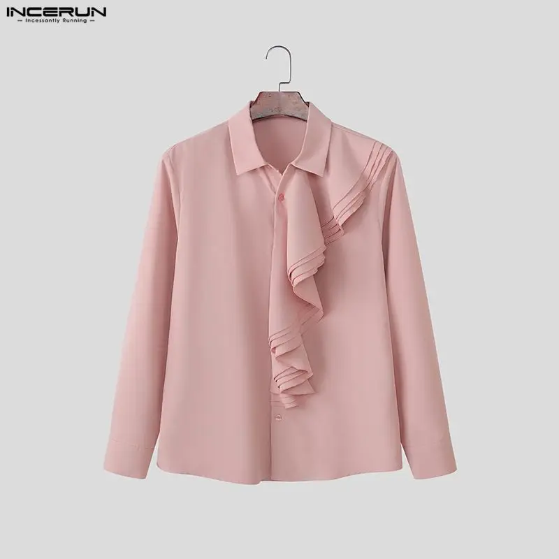 Men Shirt Solid Ruffle Lapel Long Sleeve Male Tops Streetwear Spring Shirts Fashion 2026 Elegant Men Clothing Camisas INCERUN
Men Shirt Solid Ruffle Lapel Long Sleeve Male Tops Streetwear Spring Shirts Fashion 2026 Elegant Men Clothing Camisas INCERUN