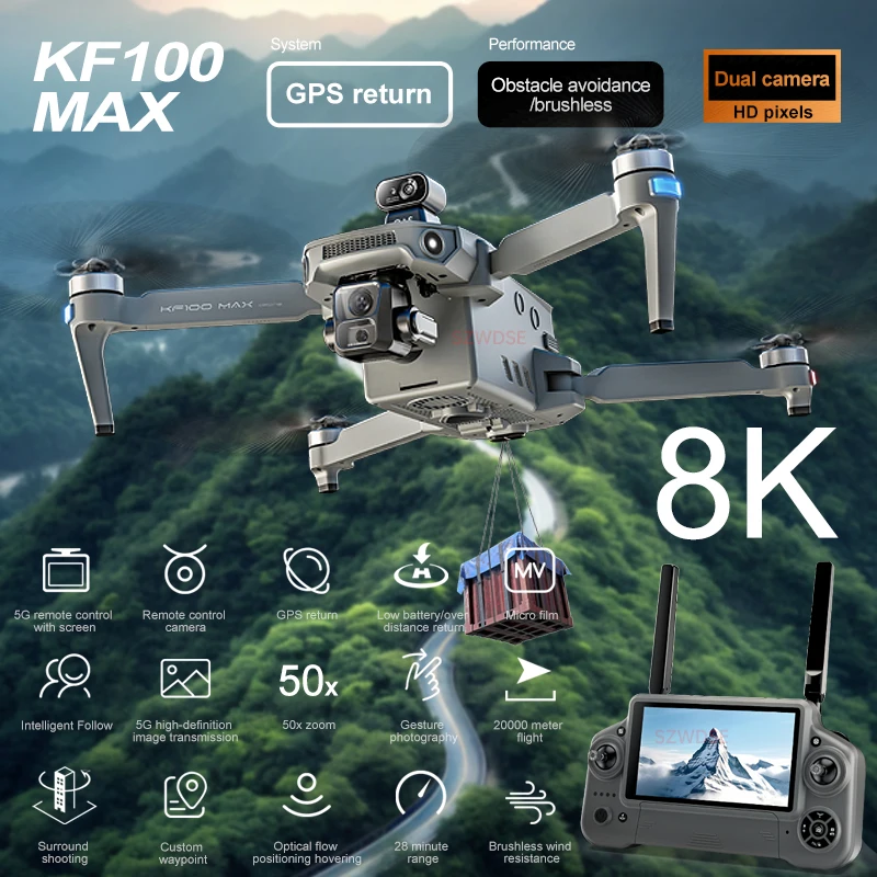 KF100 Профессиональный 8K Аэрофотосъемка GPS Дрон Предотвращение препятствий 5G Передача цифрового изображения Пульт дистанционного управления Игрушечный самолет
KF100 Профессиональный 8K Аэрофотосъемка GPS Дрон Предотвращение препятствий 5G Передача цифрового изображения Пульт дистанционного управления Игрушечный самолет
