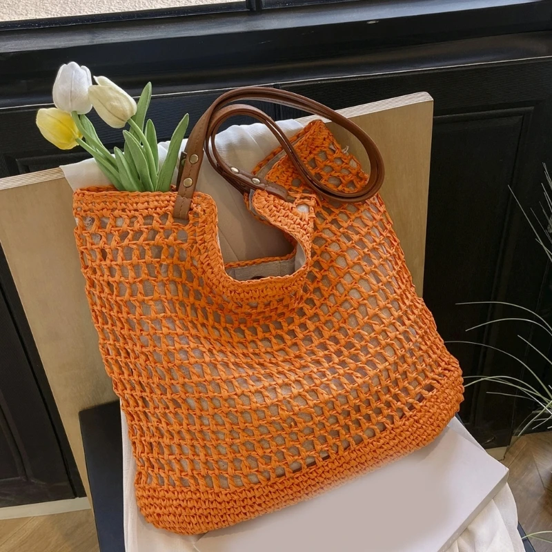 Handmade Handbag for Women Straw Shoulder Bag Hollows Out Beach Bag Vacation Bag
Handmade Handbag for Women Straw Shoulder Bag Hollows Out Beach Bag Vacation Bag