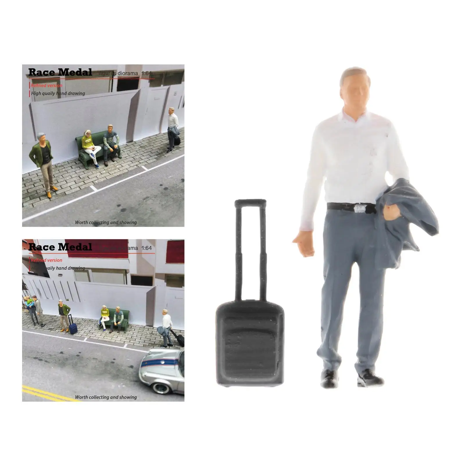 RM 1:64 Resin Model Tiny People Figure Business Trip Dolls Character Miniature Dioramas Street Layouts Diorama Gauge S
RM 1:64 Resin Model Tiny People Figure Business Trip Dolls Character Miniature Dioramas Street Layouts Diorama Gauge S