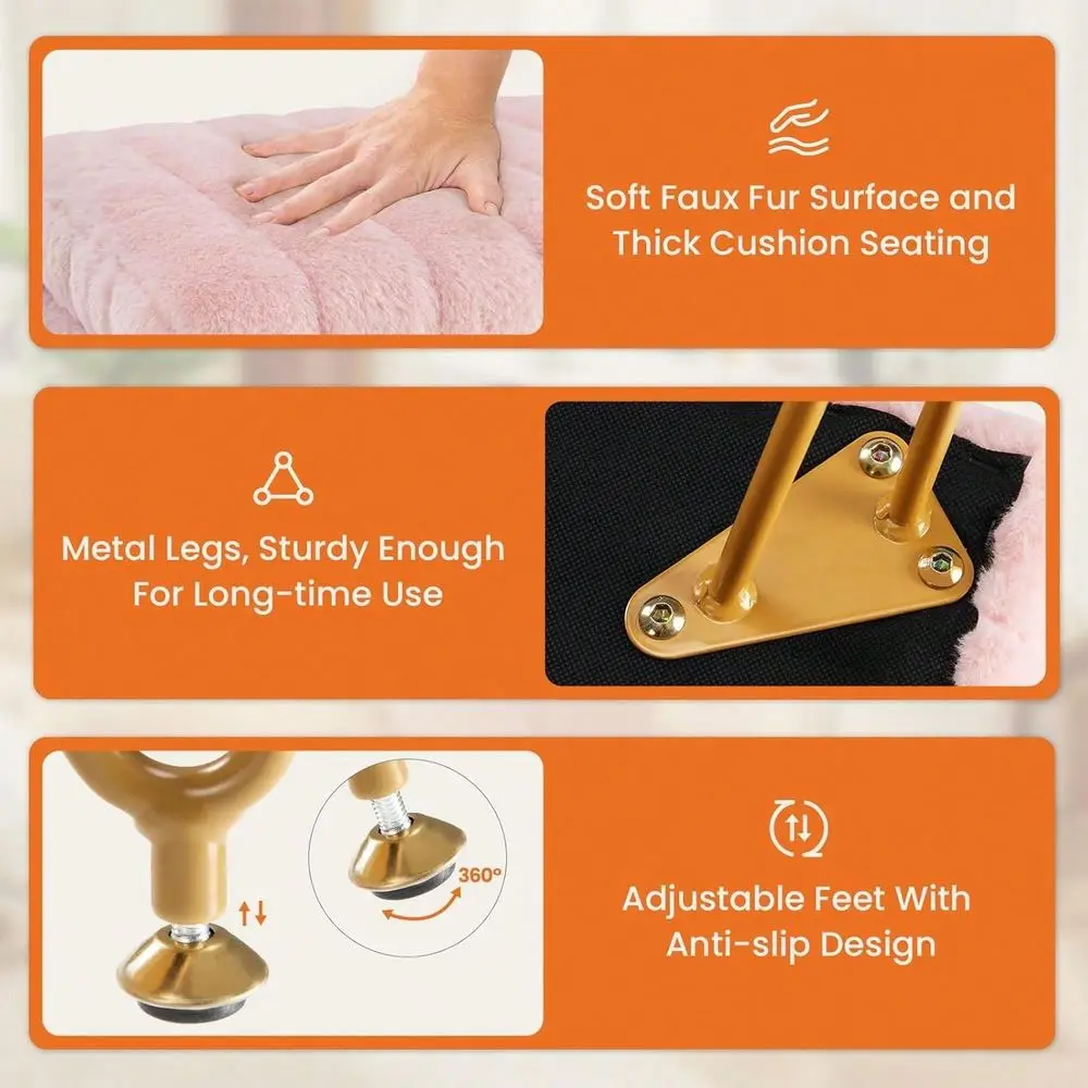 Stool Chair With Stora, 18.9 H X 16 L X 12.2 W Ottoman Chair Faux Fur Soft Padded Makeup Footstools Seat With 4 Metal Legs Anti
Stool Chair With Stora, 18.9 H X 16 L X 12.2 W Ottoman Chair Faux Fur Soft Padded Makeup Footstools Seat With 4 Metal Legs Anti