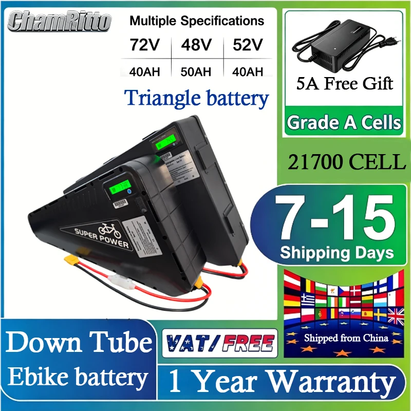 72v cham rider 3000w Electric Bicycle Triangle battery 36v 48v 52v ebike 30 40ah 50ah 60ah 60v 1000w 2000w 21700 lithium battery
72v cham rider 3000w Electric Bicycle Triangle battery 36v 48v 52v ebike 30 40ah 50ah 60ah 60v 1000w 2000w 21700 lithium battery