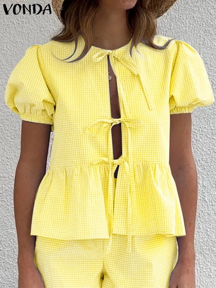 VONDA Women Elegant Tops 2025 Summer Short Puff Sleeve Shirts O-Neck Bow Casual Blouses Bohemain Vintage Printed Blusas
VONDA Women Elegant Tops 2025 Summer Short Puff Sleeve Shirts O-Neck Bow Casual Blouses Bohemain Vintage Printed Blusas