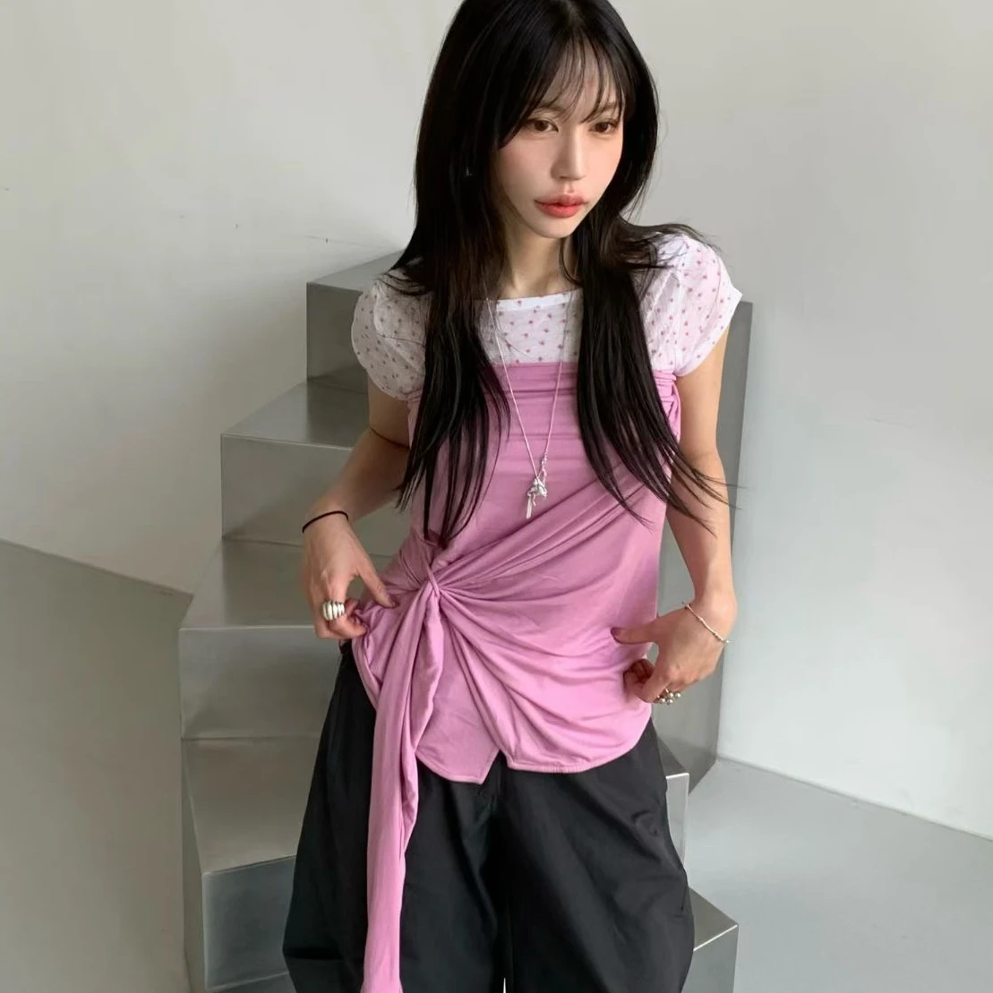 Summer New Design Crossed Strap Pure Color Vest Belted Women's Irregular Hemline Korean Style Sweater Inner Wear Casual Top
Summer New Design Crossed Strap Pure Color Vest Belted Women's Irregular Hemline Korean Style Sweater Inner Wear Casual Top