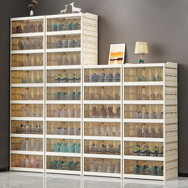 Design Modern Shoe Rack Cabinet Large Storage Cabinet Plastic Transparent Folding Shoe Cabinet with Magnetic Switch
Design Modern Shoe Rack Cabinet Large Storage Cabinet Plastic Transparent Folding Shoe Cabinet with Magnetic Switch