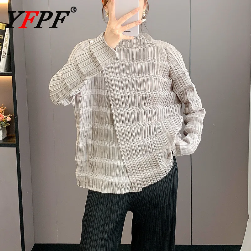 YFPF Miyake Pleated Design Shirt For Women Fashion Solid Color Button Long Sleeve Blouse Streetwear 2025 New Clothing
YFPF Miyake Pleated Design Shirt For Women Fashion Solid Color Button Long Sleeve Blouse Streetwear 2025 New Clothing
