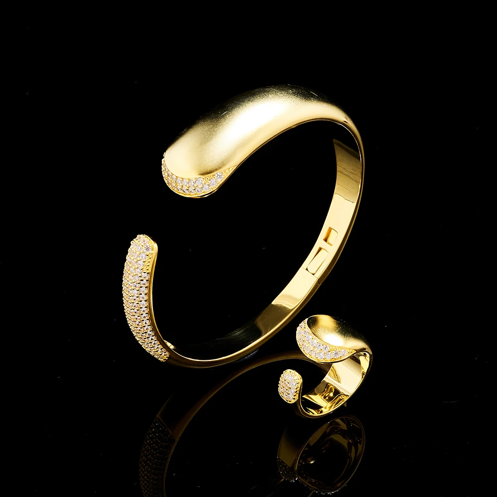 015136 Bangle Set For Women Cubic Zircon Bangle Ring Wide bracelet Dubai Africa Charm Bridal Jewelry Accessories Wedding Party
015136 Bangle Set For Women Cubic Zircon Bangle Ring Wide bracelet Dubai Africa Charm Bridal Jewelry Accessories Wedding Party