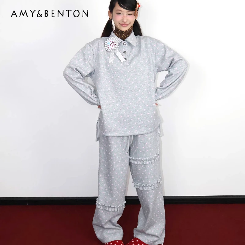 Original Korean Design Gray Pink Star Women's Fleece Sweatshirt Autumn Winter New Loose Slimming Warm Casual Long Pants Set Girl
Original Korean Design Gray Pink Star Women's Fleece Sweatshirt Autumn Winter New Loose Slimming Warm Casual Long Pants Set Girl