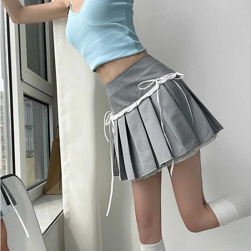 High Waist A-Line Mini Skirt Women's Summer 2025 Y2K Korean Fashion Sexy Girl Knot Lace Half-length Skirts
High Waist A-Line Mini Skirt Women's Summer 2025 Y2K Korean Fashion Sexy Girl Knot Lace Half-length Skirts