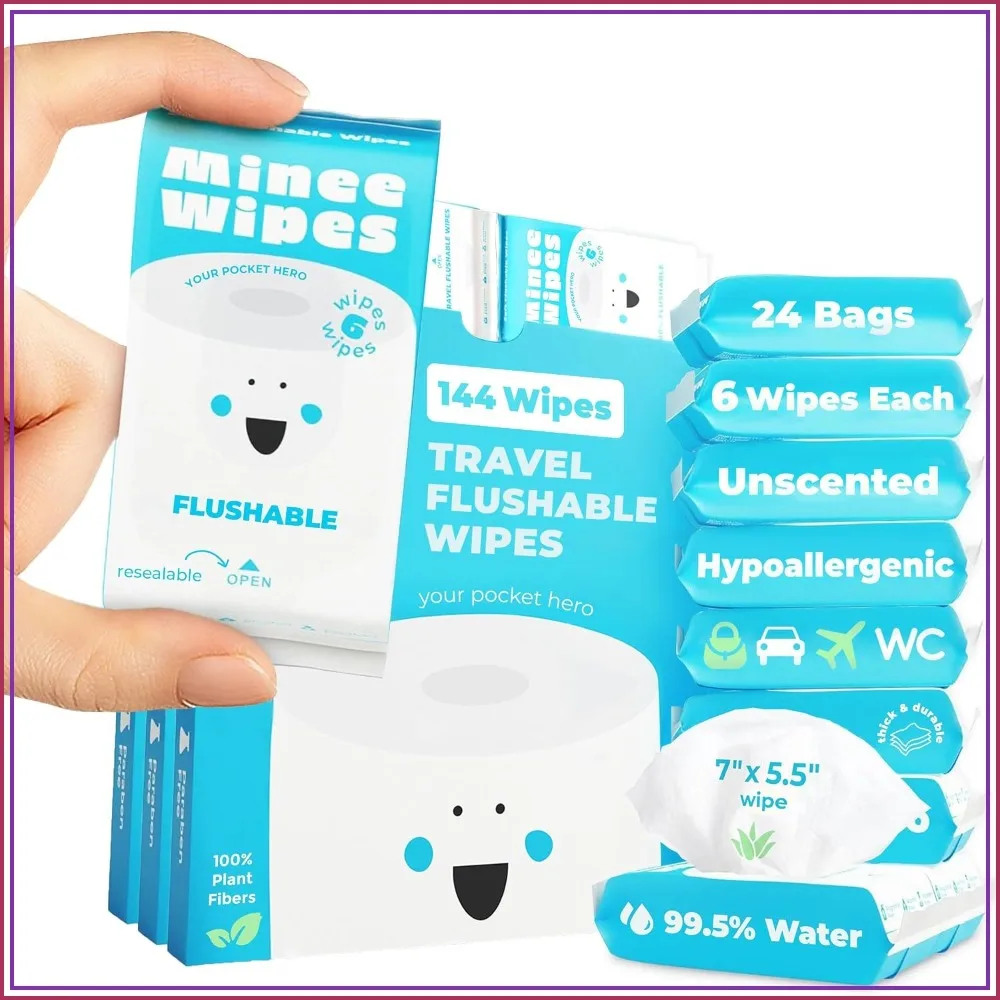 Compact Travel Flushable Wipes - 99.5% Water & Aloe - Hypoallergenic Unscented - 24 Pack 144 Wipes
Compact Travel Flushable Wipes - 99.5% Water & Aloe - Hypoallergenic Unscented - 24 Pack 144 Wipes