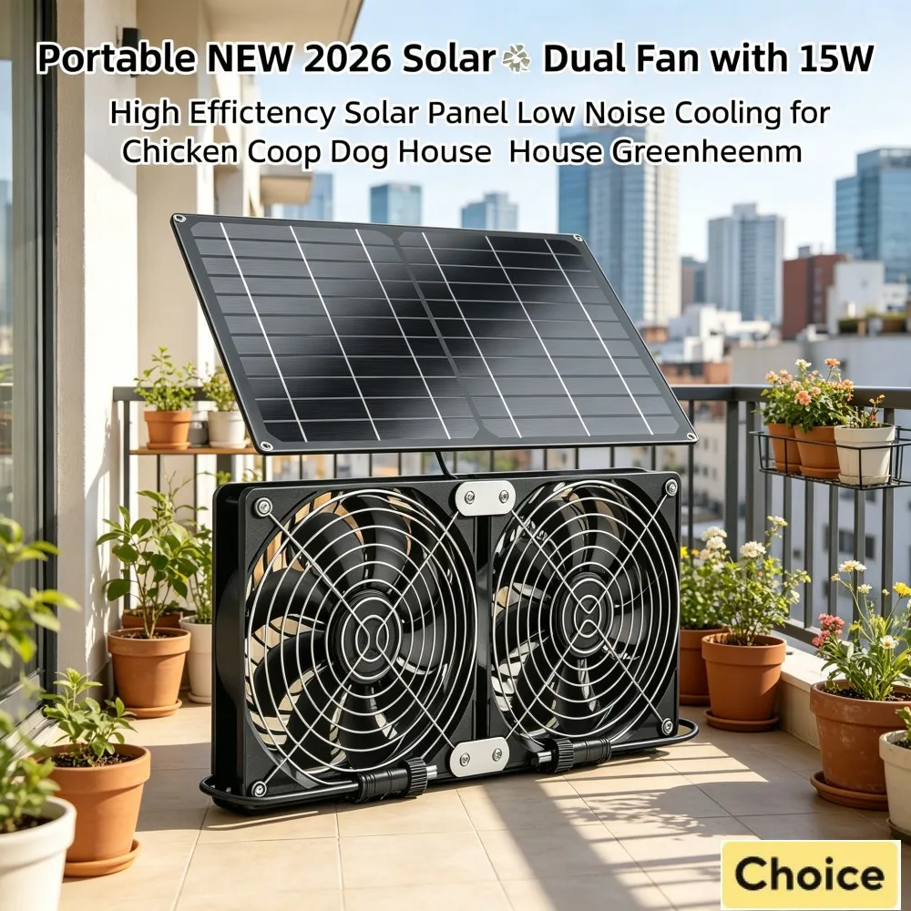 Portable Solar Powered Dual Fan with 15-20W High Efficiency Solar Panel Quiet Cooling for Dog Kennel Cat House Greenhouse Barn
Portable Solar Powered Dual Fan with 15-20W High Efficiency Solar Panel Quiet Cooling for Dog Kennel Cat House Greenhouse Barn