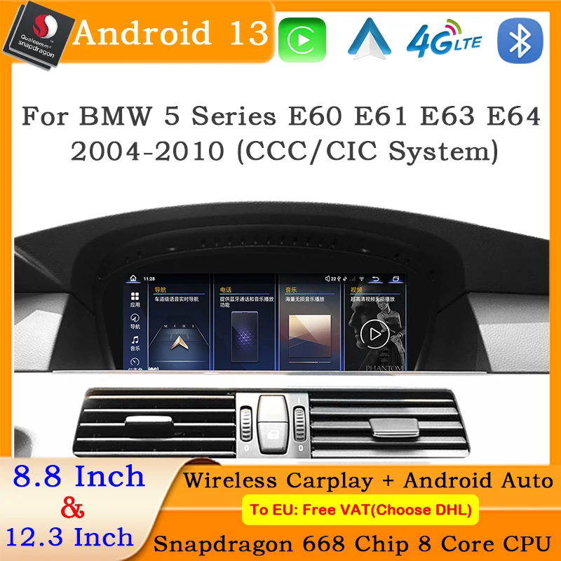 12G+256G Android 13 Car Radio Stereo Video Multimedia Player for BMW 5 Series E60 E61 E63 E64 2004-2010 Wireless carplay
12G+256G Android 13 Car Radio Stereo Video Multimedia Player for BMW 5 Series E60 E61 E63 E64 2004-2010 Wireless carplay
