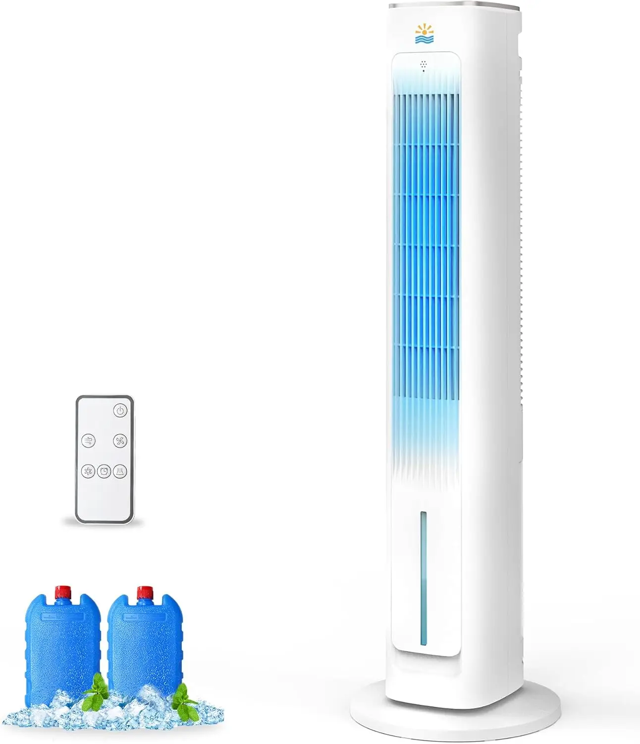 Evaporative Air Cooler, Portable 3-in-1 Tower Fan with 3L Water Tank, 38 Inches, Cools Bedroom & Office, 3 Speeds, 12-Hour Timer, Oscillation, 2 Ice Packs, White
Evaporative Air Cooler, Portable 3-in-1 Tower Fan with 3L Water Tank, 38 Inches, Cools Bedroom & Office, 3 Speeds, 12-Hour Timer, Oscillation, 2 Ice Packs, White