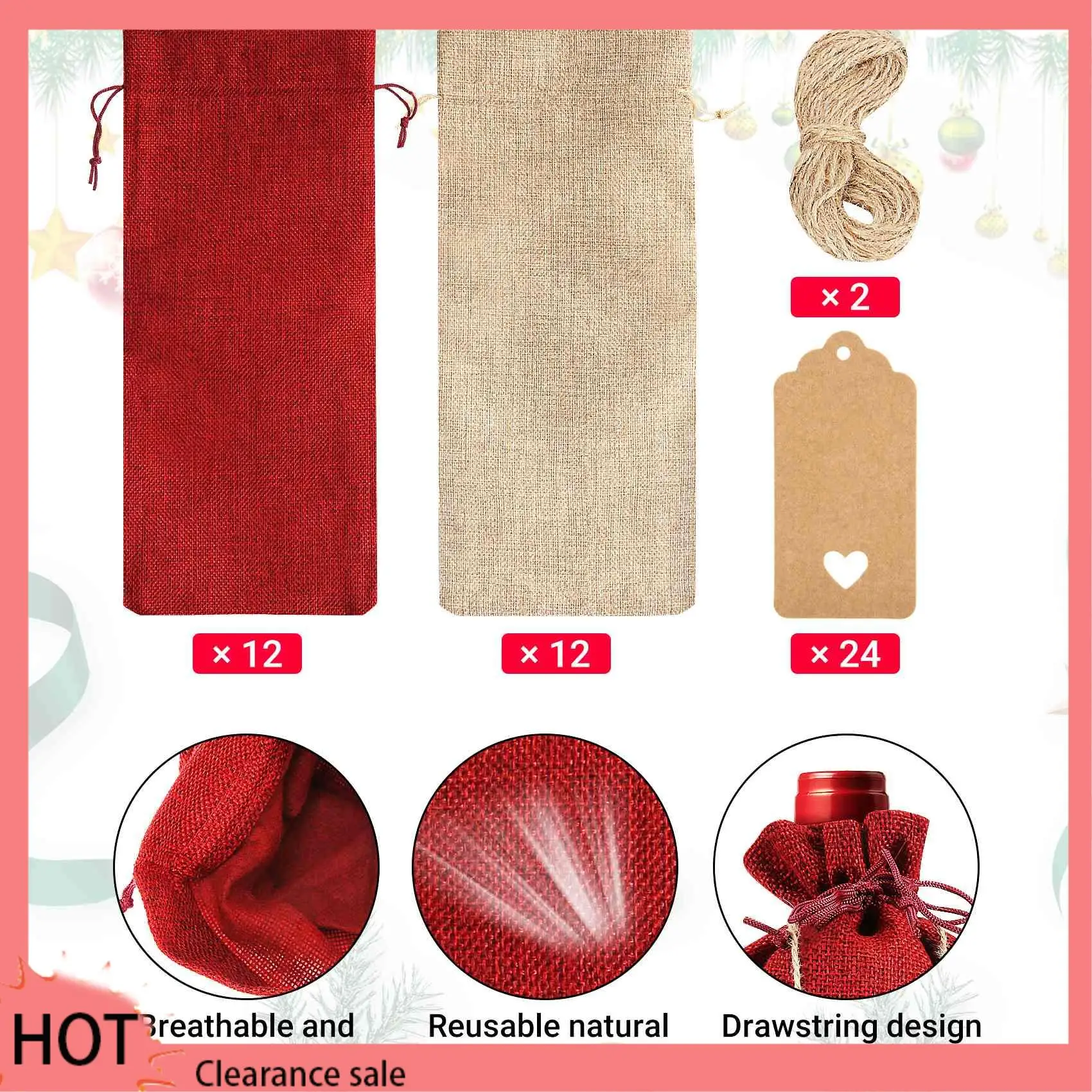A88Z 24 Pcs Burlap Wine Bags Wine Gift Bags,Wine Bottle Bags With Drawstrings,Tags & Ropes,Reusable Wine Bottle Covers
A88Z 24 Pcs Burlap Wine Bags Wine Gift Bags,Wine Bottle Bags With Drawstrings,Tags & Ropes,Reusable Wine Bottle Covers