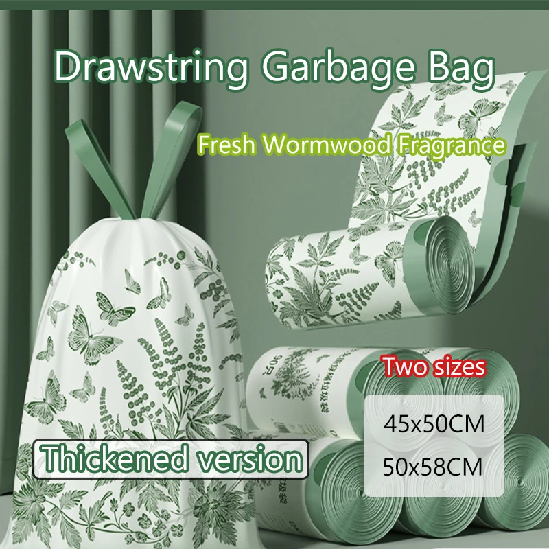 Household Non Tear Drawstring Garbage Bag Wormwood Printed Fragrance Hand-held Automatic Closing Thickened Plastic Cleaning Bag
Household Non Tear Drawstring Garbage Bag Wormwood Printed Fragrance Hand-held Automatic Closing Thickened Plastic Cleaning Bag